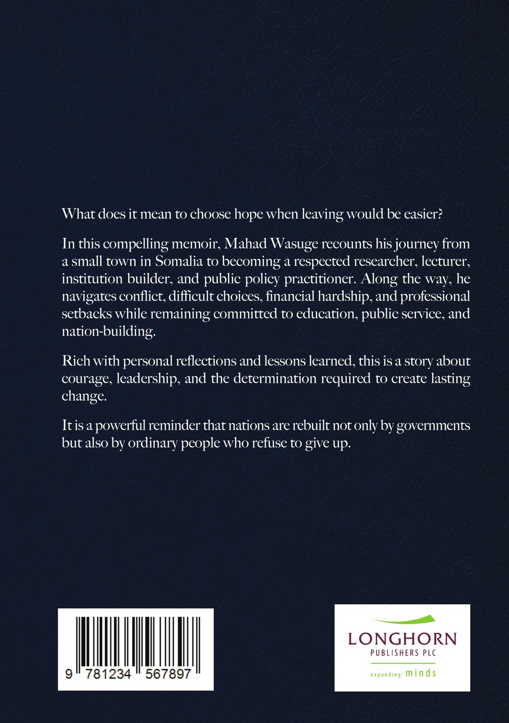 Back cover of Chaos, Courage and Change in Somalia